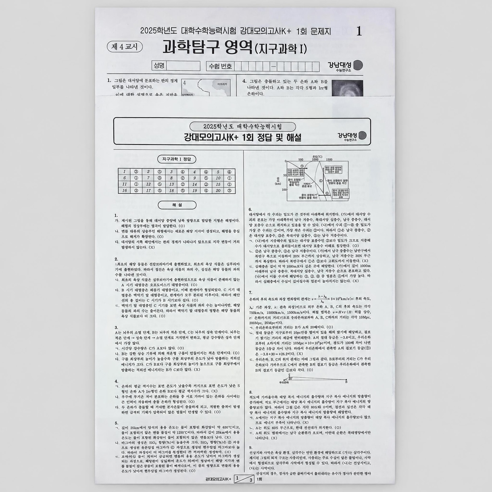2025 강남대성 강대모의고사K+ 지구과학1 표지