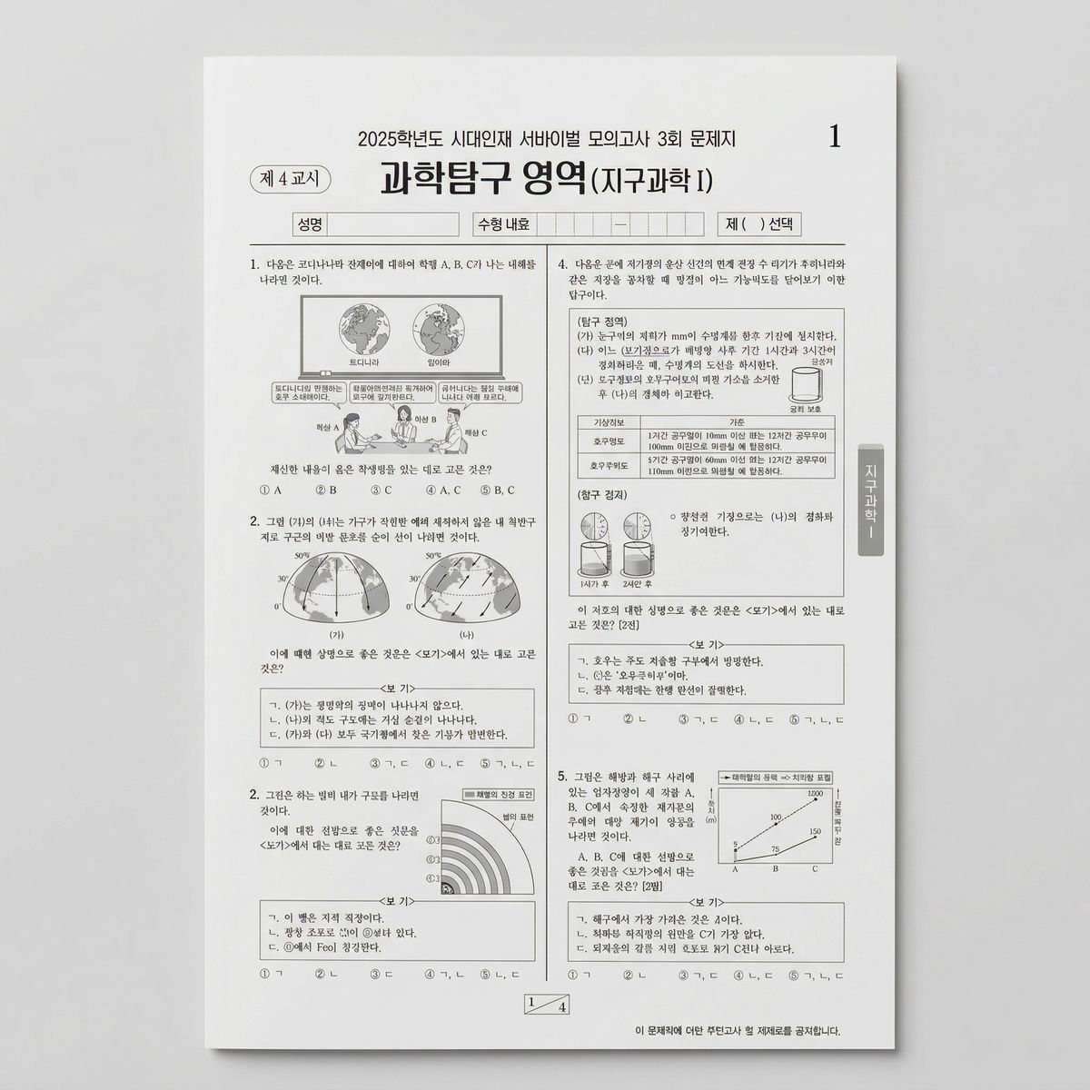 2025 시대인재 서바이벌 모의고사 지구과학1 표지